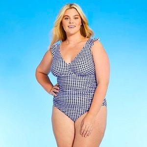 Kona Sol gingham one piece swimsuit *NWT*